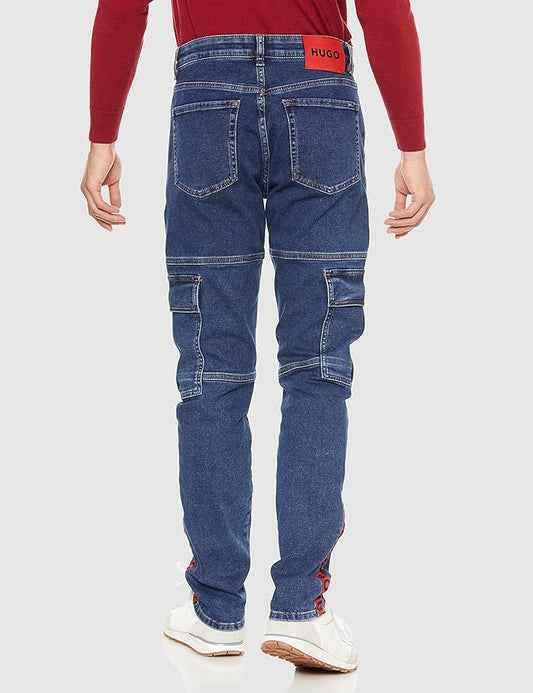 HUGO Mens 634/2 Tapered-fit Jeans in Blue Denim