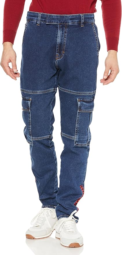 HUGO Mens 634/2 Tapered-fit Jeans in Blue Denim