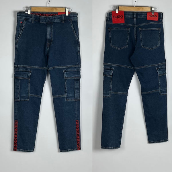 HUGO Mens 634/2 Tapered-fit Jeans in Blue Denim